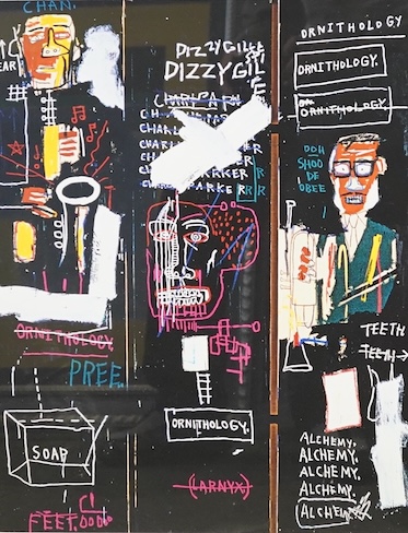 After Jean-Michel Basquiat (American, 1960-1988), 'Horn Players', colour print, 52 x 41cm